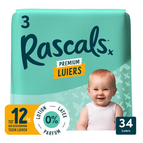 Rascals Premium Luiers Maat 3 6-11 KG 34 stuks