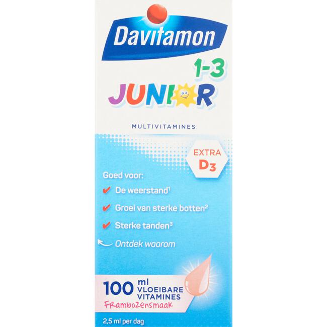 Davitamon Junior 1+ Vloeibare Vitamines Framboos