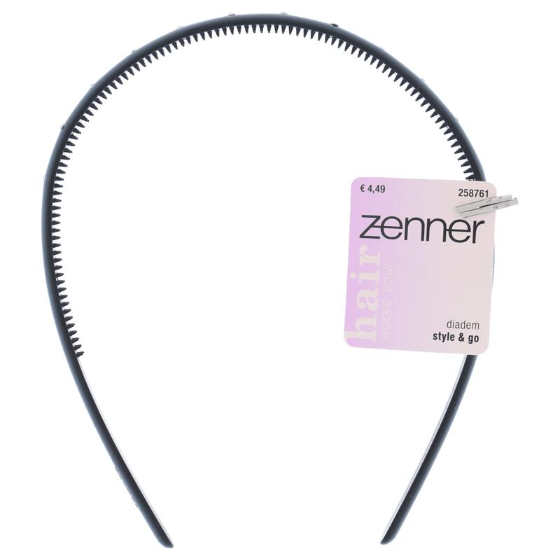 Zenner Diadeem Smal Strass 10mm Zwart