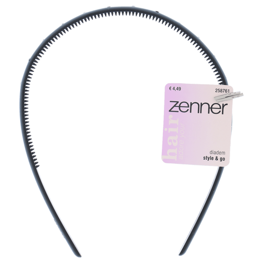 Zenner Diadeem Smal Strass 10mm Zwart