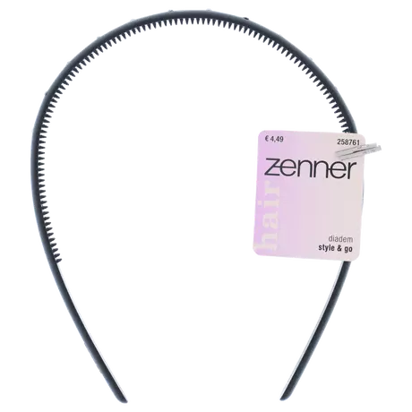 Zenner Diadeem Smal Strass 10mm Zwart