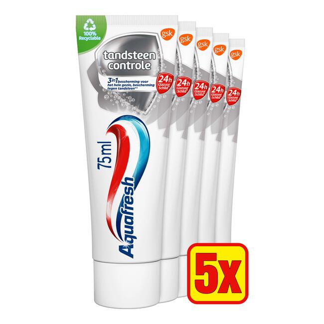 Aquafresh Tandsteen Controle Tandpasta Voordeelverpakking 5x75  ML