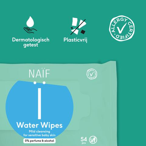 Naïf Plasticvrije Water Billendoekjes 8x54 stuks