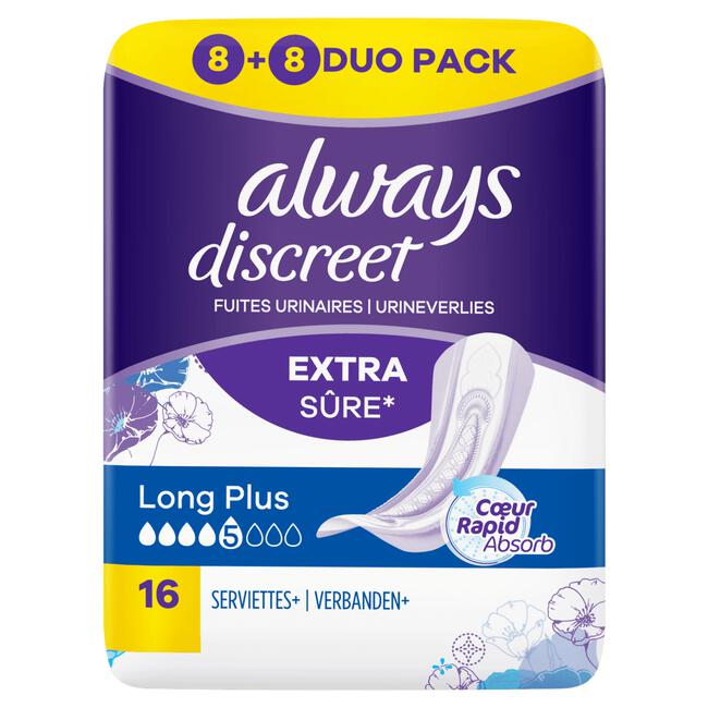 Always Discreet Verband Plus Voor Urineverlies Dames Long Plus x16