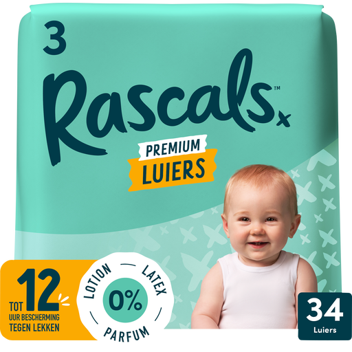 Rascals Premium Luiers Maat 3 6-11 KG 34 stuks