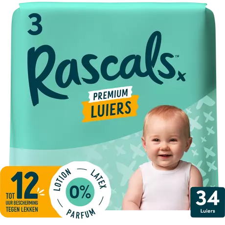 Rascals Premium Luiers Maat 3 6-11 KG 34 stuks