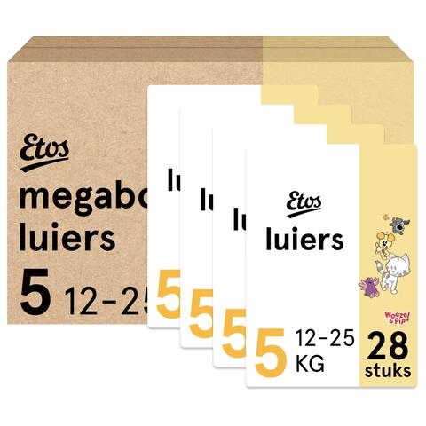 Etos Woezel & Pip Luiers Junior Maat 5 12-25 kg Megabox 4x28 stuks