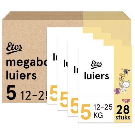 Etos Woezel & Pip Luiers Junior Maat 5 12-25 kg Megabox 112 stuks