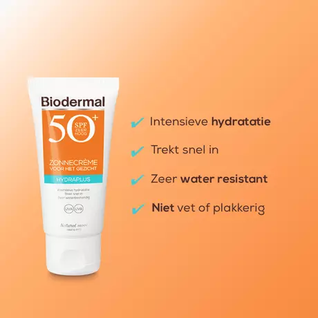 Biodermal Hydra Plus Zonnecrème Gezicht SPF50+ 50 ML
