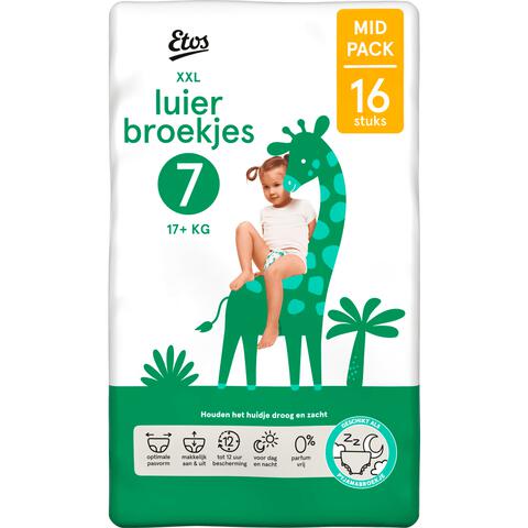 Etos Luierbroekjes XXL Maat 7 17+ kg  Mid Pack 16 stuks