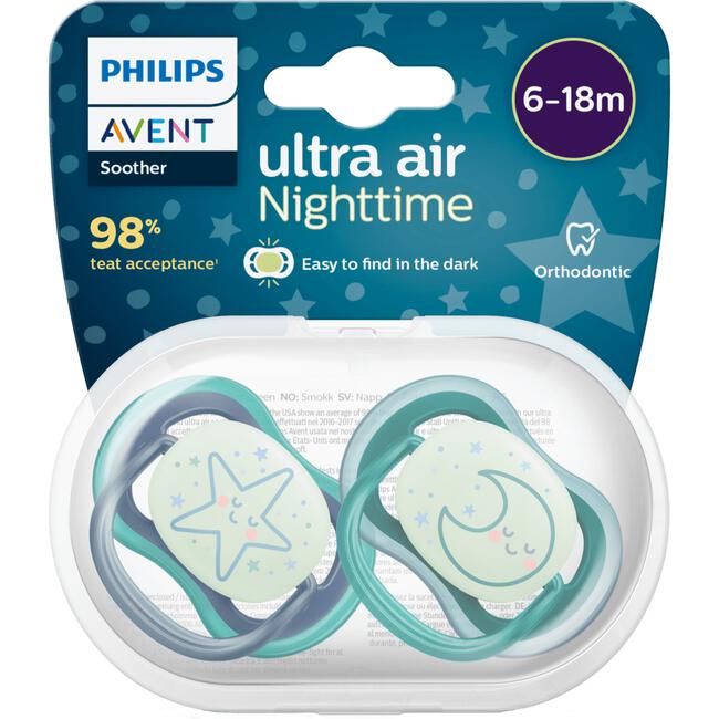 Philips Avent Soother Air Nighttime 6-18M BX2
