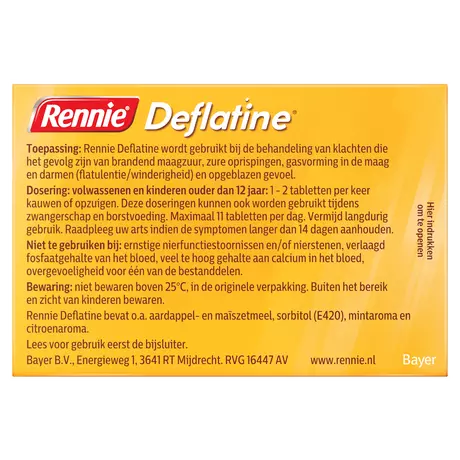 Rennie Deflatine Opgeblazen Gevoel Of Winderigheid Kauwtabletten 36 stuks