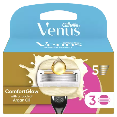 Gillette Venus Comfort Glow Argan Olie Navulmesjes 3 stuks