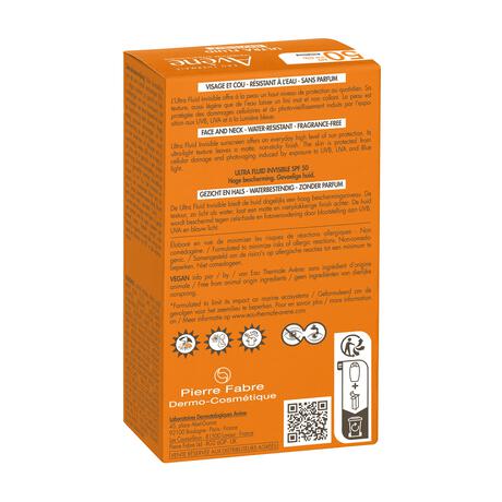 Avène Ultra Fluid Invisible Zonnebrand Gezicht SPF50 50 ML