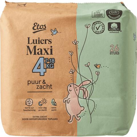 Etos Puur & Zacht Luiers Maxi Maat 4 7-18 kg 26 stuks