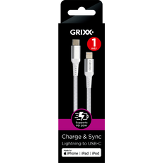 Grixx Lightning to USB-C 1M White
