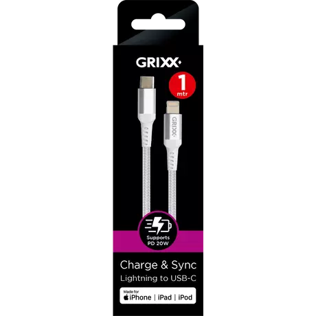 Grixx Lightning to USB-C 1M Wit