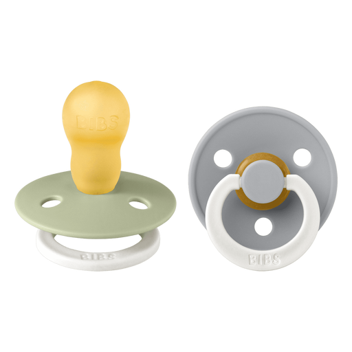 BIBS Glow In The Dark Fopspeen Rond Latex Maat 3 Sage/Cloud 2 stuks