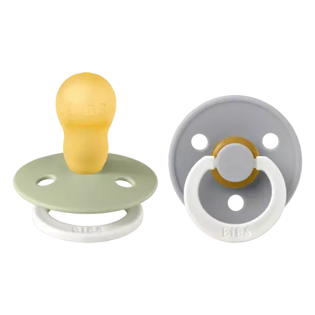 BIBS Glow In The Dark Fopspeen Rond Latex Maat 3 Sage/Cloud 2 stuks
