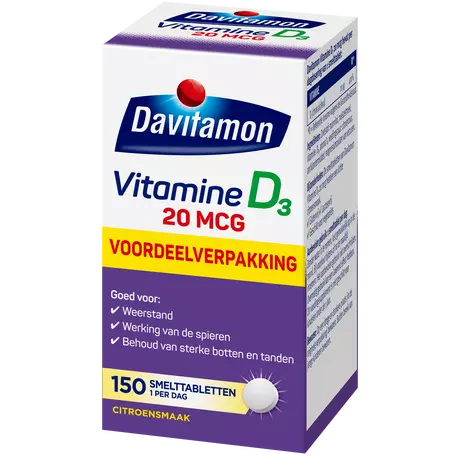 Davitamon Vitamine D3 20 MCG Voordeelverpakking Smelttabletten 150 stuks