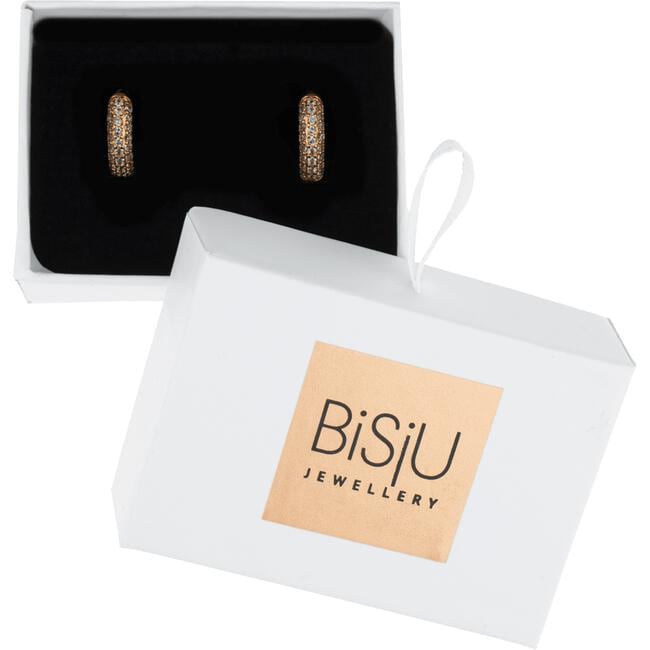 BiSjU Jewellery Oorbellen Vierkant met Roze Gold Plated		