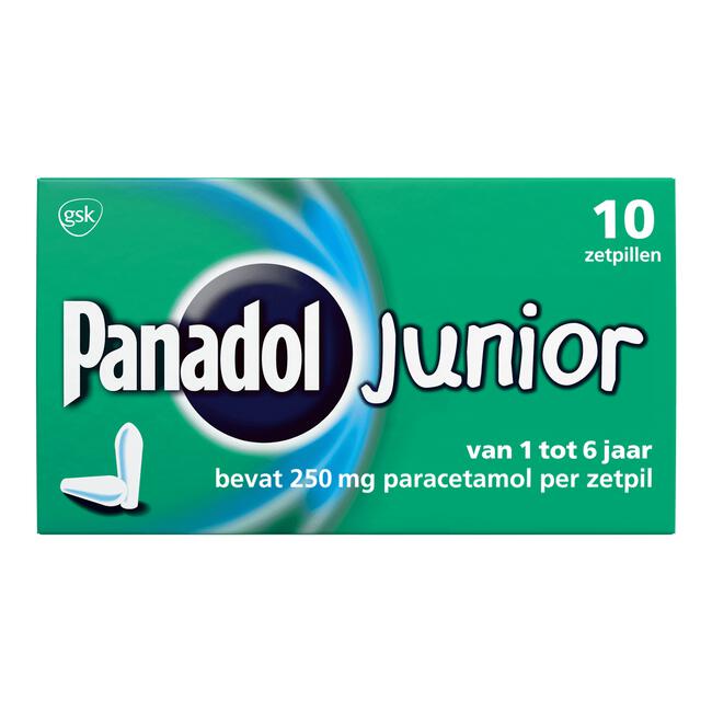 Panadol Junior Zetpillen 250 mg (Paracetamol) voor Kinderen van 1 tot 6 jaar 10 stuks