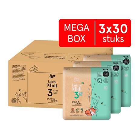 Etos Puur & Zacht Luiers Midi Maat 3 6-10 kg Megabox 90 stuks