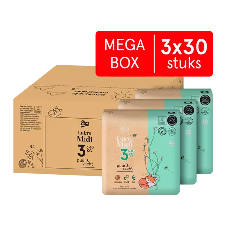 Etos Puur & Zacht Luiers Midi Maat 3 6-10 kg Megabox 90 stuks