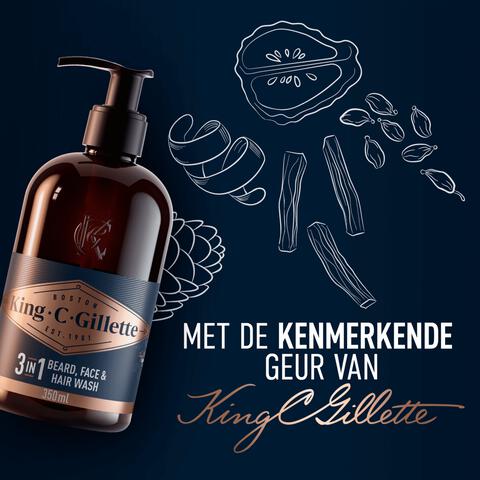 King C. Gillette 3-in-1 Baard En Gezichtsreiniger 350 ML