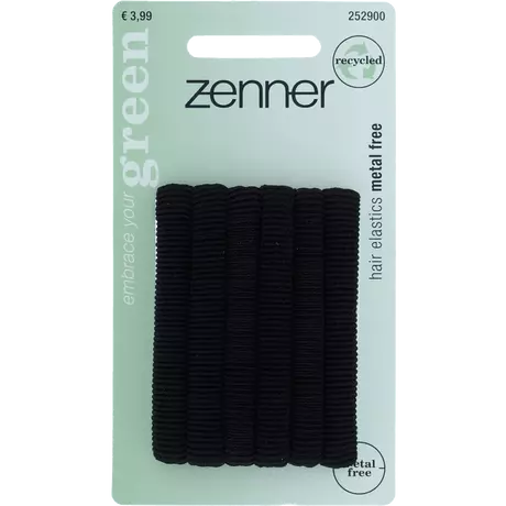 Zenner Haarelastiek Recycled Polyester/Organic Cotton Zwart 6 stuks