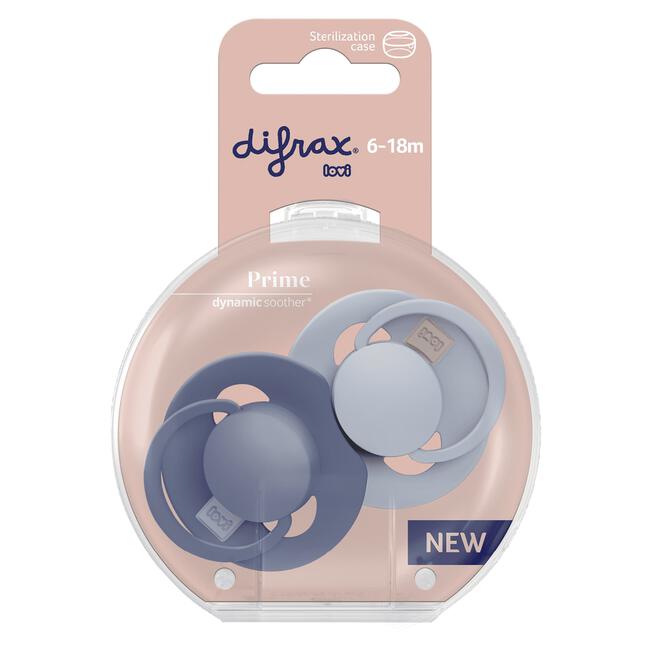 Difrax LOVI Prime fopspeen 6-18 M Baby Blue/Blue