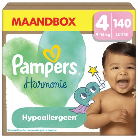 Pampers Harmonie Maandbox Luiers Maat 4 9-14 KG 140 stuks