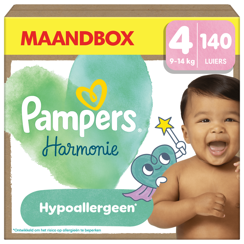 Pampers Harmonie Maandbox Luiers Maat 4 9-14 kg 140 stuks