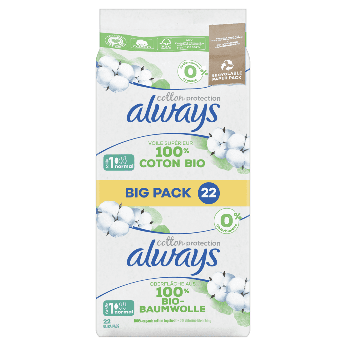 Always Maandverband Cotton Protection Normal Bio — 22 stuks