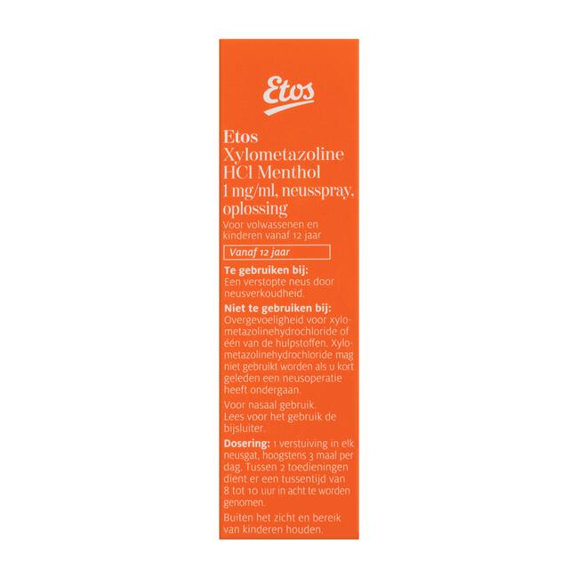 Etos Xylometazoline HCl Menthol 1 MG/ML Neusspray