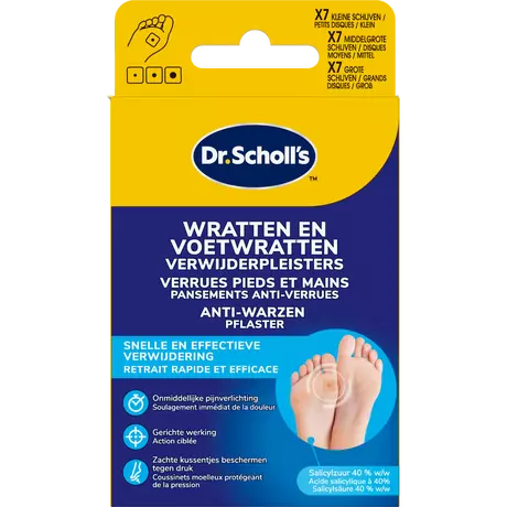 Dr.Scholl’s Wratten en Voetwratten Verwijderpleisters 3x7Strips&nbsp;
