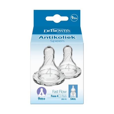 Dr. Brown’s Flesspeen 9+ Maanden Fase 4 Smalle Halsfles 2 stuks