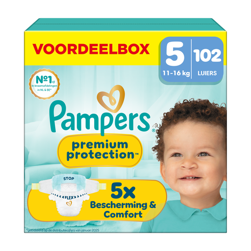 Pampers Premium Protection Voordeelbox Luiers Maat 5 11-16 kg 102 stuks