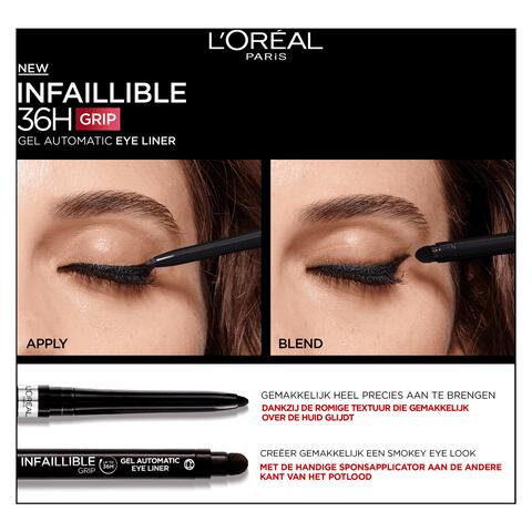 L'Oréal Paris Infaillible 36H Grip Gel Automatic Waterproof Eyeliner Intens Zwart 5 GR