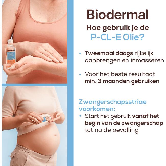 Biodermal P-CL-E Olie Huidverzorging bij Striae, Littekens en Droge Huid 75ML