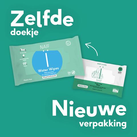 Naïf Plasticvrije Water Billendoekjes 8x54 stuks