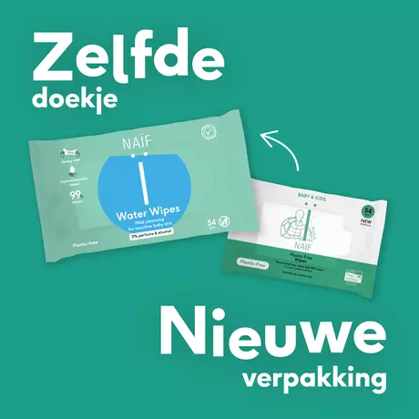 Naïf Plasticvrije Water Billendoekjes 8x54 stuks