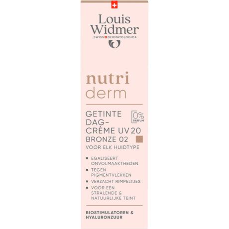 Louis Widmer Nutriderm Getinte Dagcrème UV SPF20 Bronze 02 Zonder Parfum 30 ML
