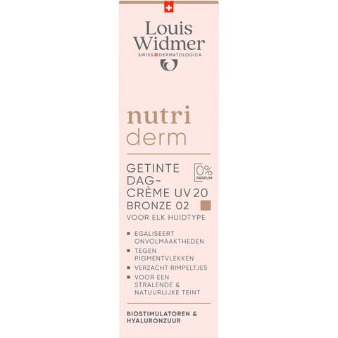 Louis Widmer Nutriderm Getinte Dagcrème UV SPF20 Bronze 02 Zonder Parfum 30 ML