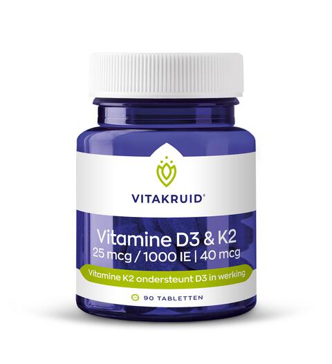 Vitakruid vit D3&K2 tabletten 90 stuks