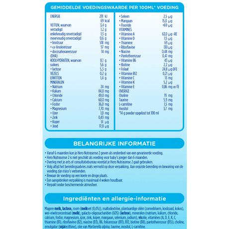 Hero Nutrasense Classic Opvolgmelk 2 (6-12m) met melkvet 700 GR