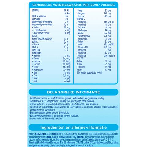 Hero Nutrasense Classic Opvolgmelk 2 (6-12m) met melkvet 700 GR