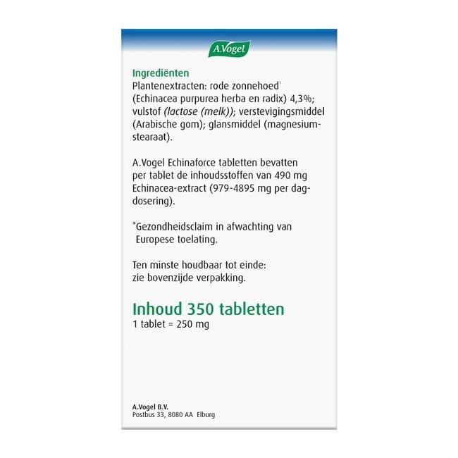 A.Vogel Echinaforce Weerstand1* Tabletten 350 stuks