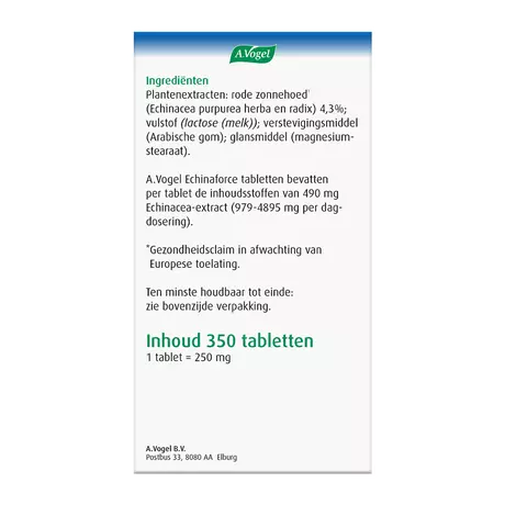 A.Vogel Echinaforce Weerstand1* Tabletten 350 stuks