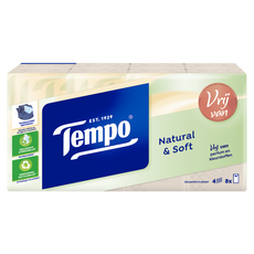 Tempo Natural & Soft zakdoekjes 8x9 stuks